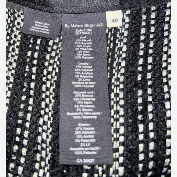 Malene Birger Erista Tweed channel pocket black white loose fit Jacket blazer L - Picture 6 of 7